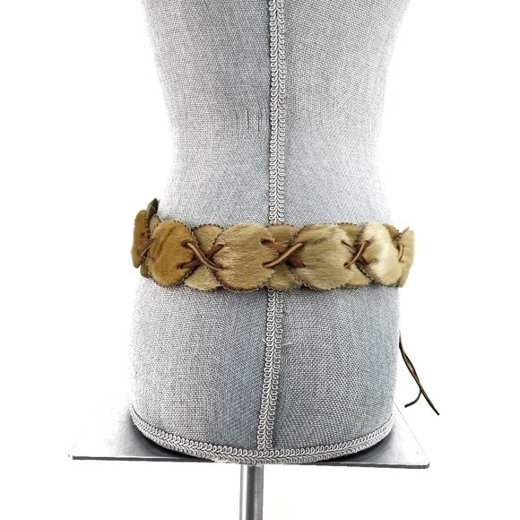 Vintage Genuine Cowhide and Leather Boho Belt - Picture 2 of 14